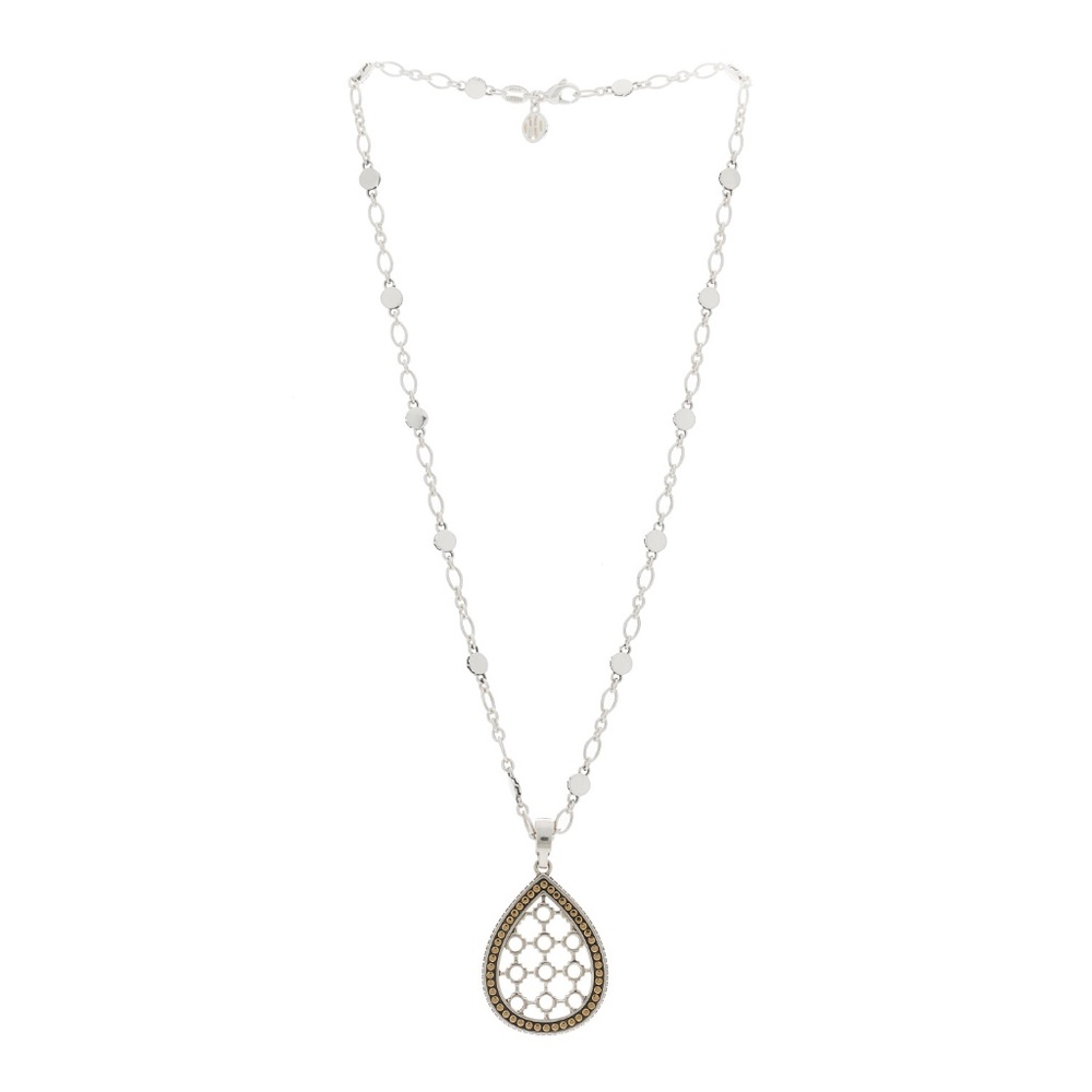 John Hardy Sterling Silver 18K Yellow Gold Dot Teardrop Pendant Necklace